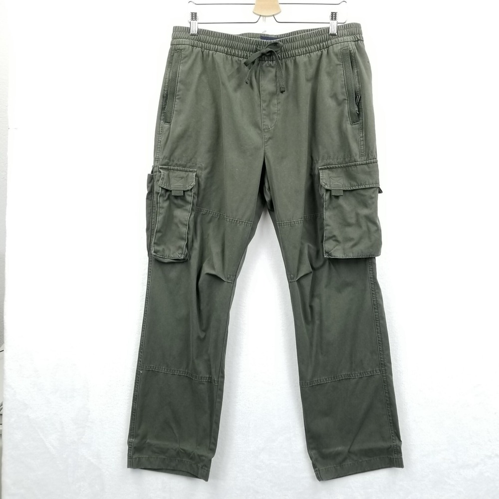 Abercrombie & Fitch Pants Men L Green Cargo‎ Technical Drawstring Baggy Pockets